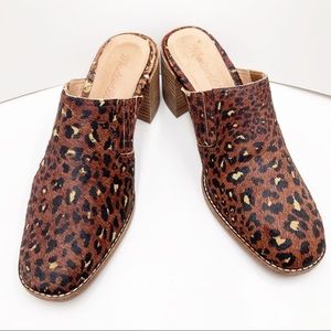 {Madewell} Carey Leopard Calf Hair Mules